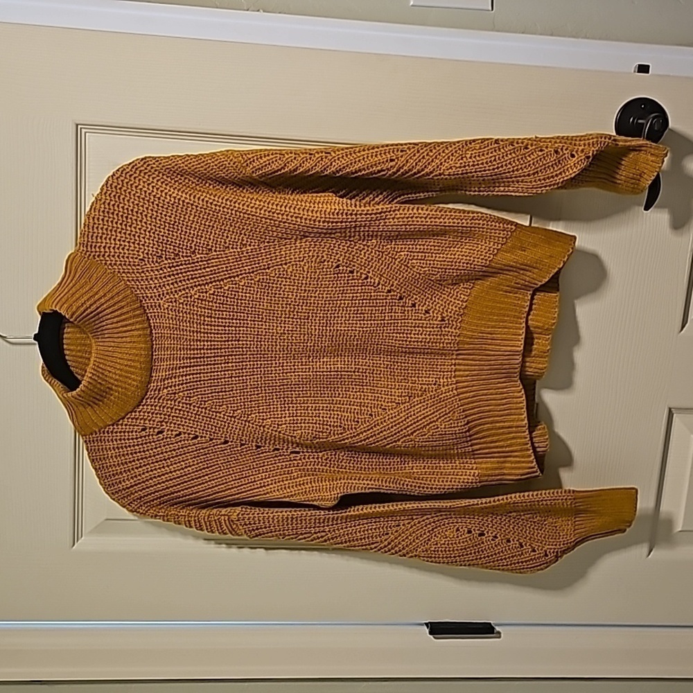 Poof Apparel mustard yellow sweater. Medium.